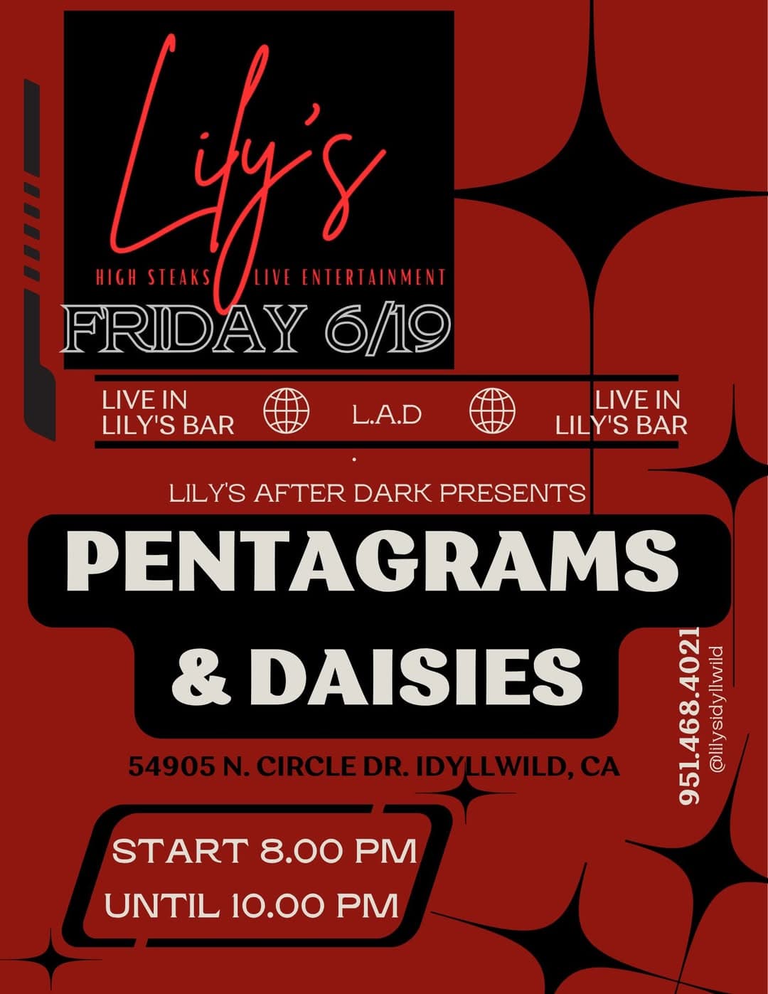 pentagrams and daisies@ lily's restaurant