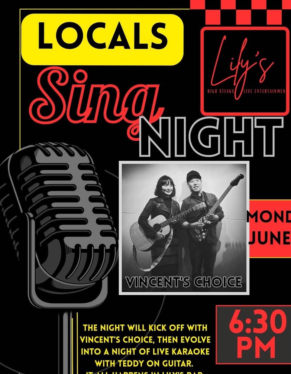 vincent's choice presents Teddy-Oke@ lily's restaurant