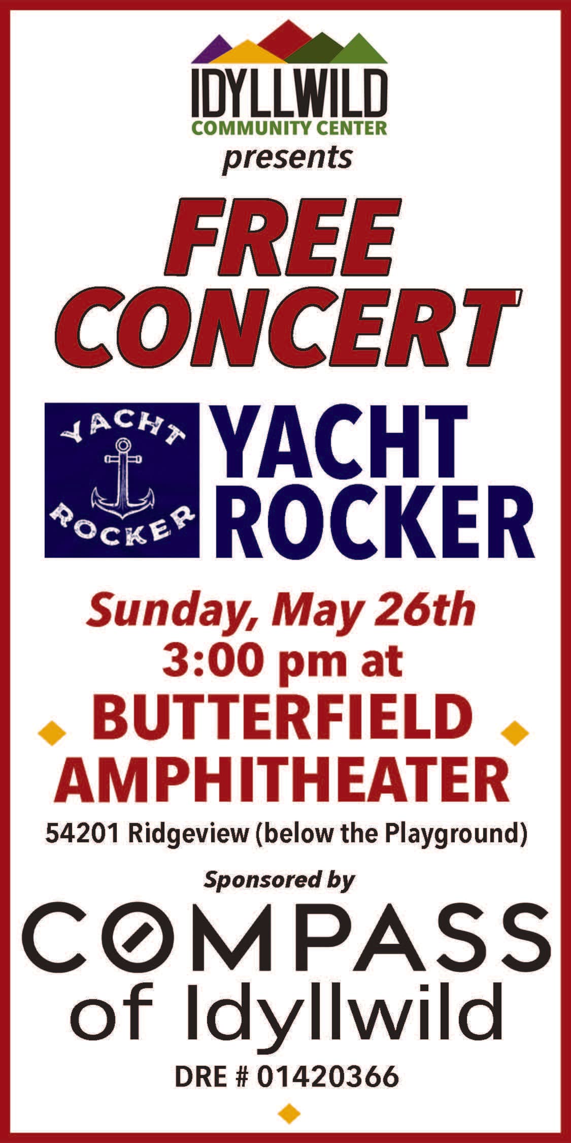 Free Memorial weekend concert@ Butterfield Amphitheatre