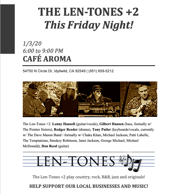 The Len-Tones at Cafe Aroma