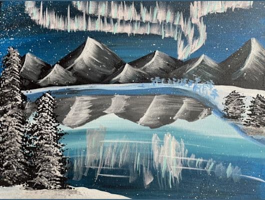 "Winter Aurora Lake" Paint Party with Pastries and Tea @ Town Hall