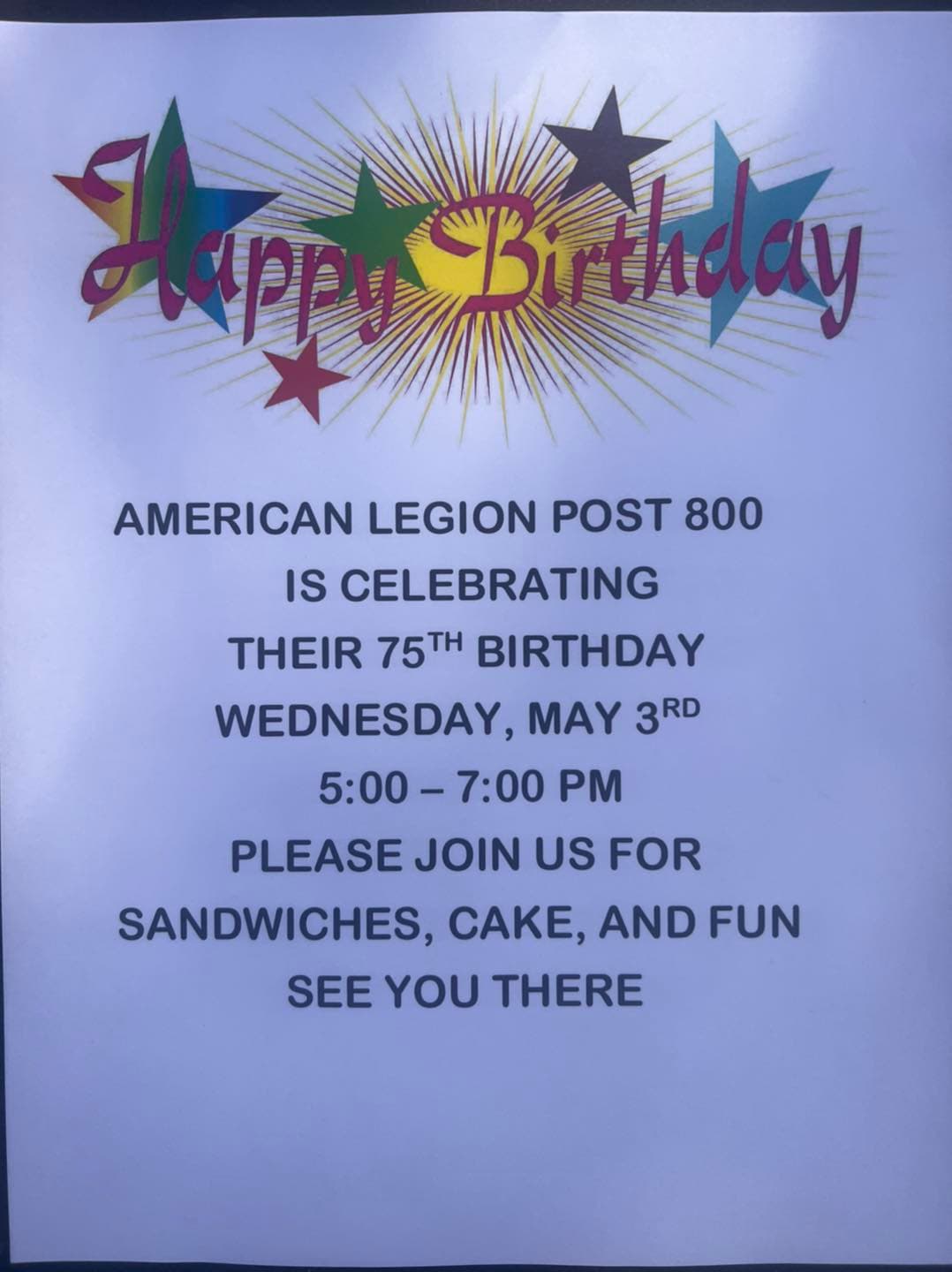 Post 800's 75thbirthday party@American Legion