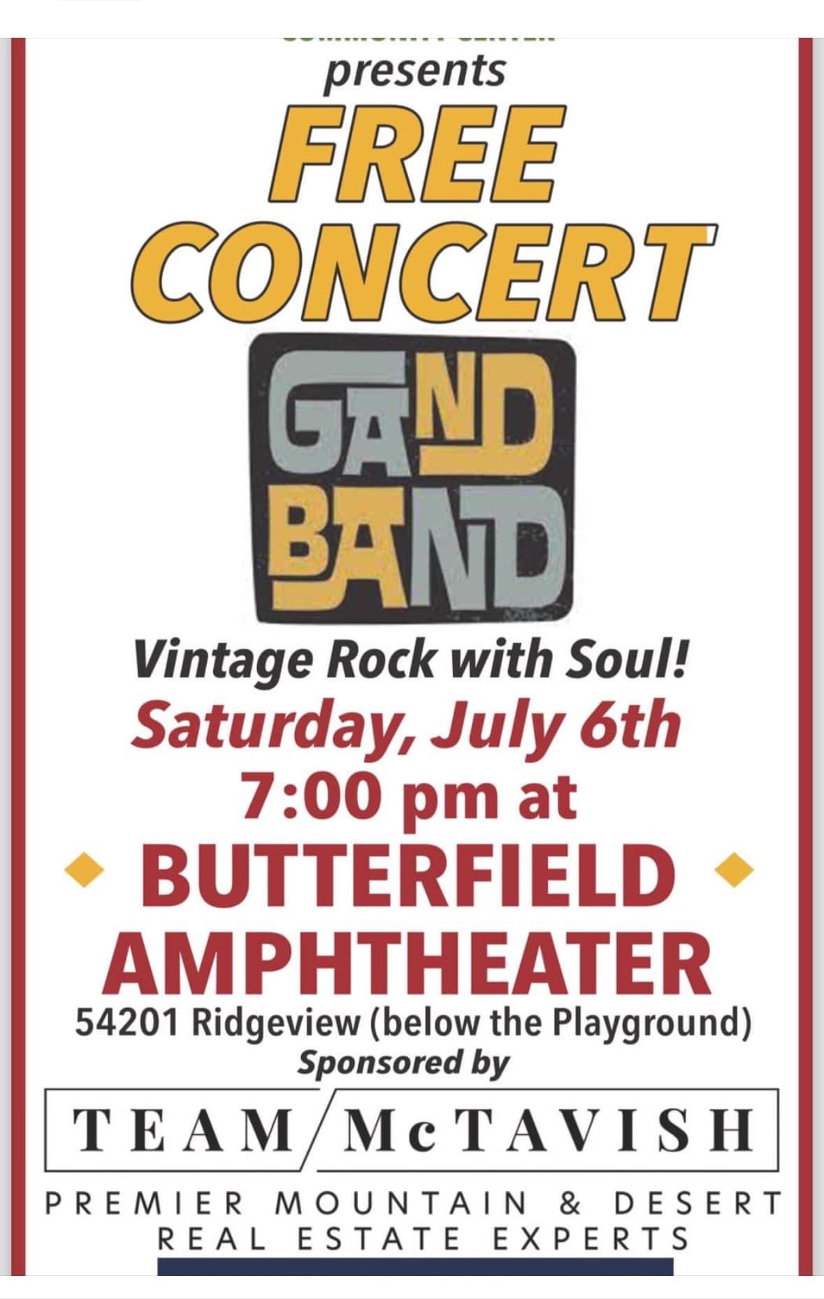 The Gand Band@ butterfield amphitheatre
