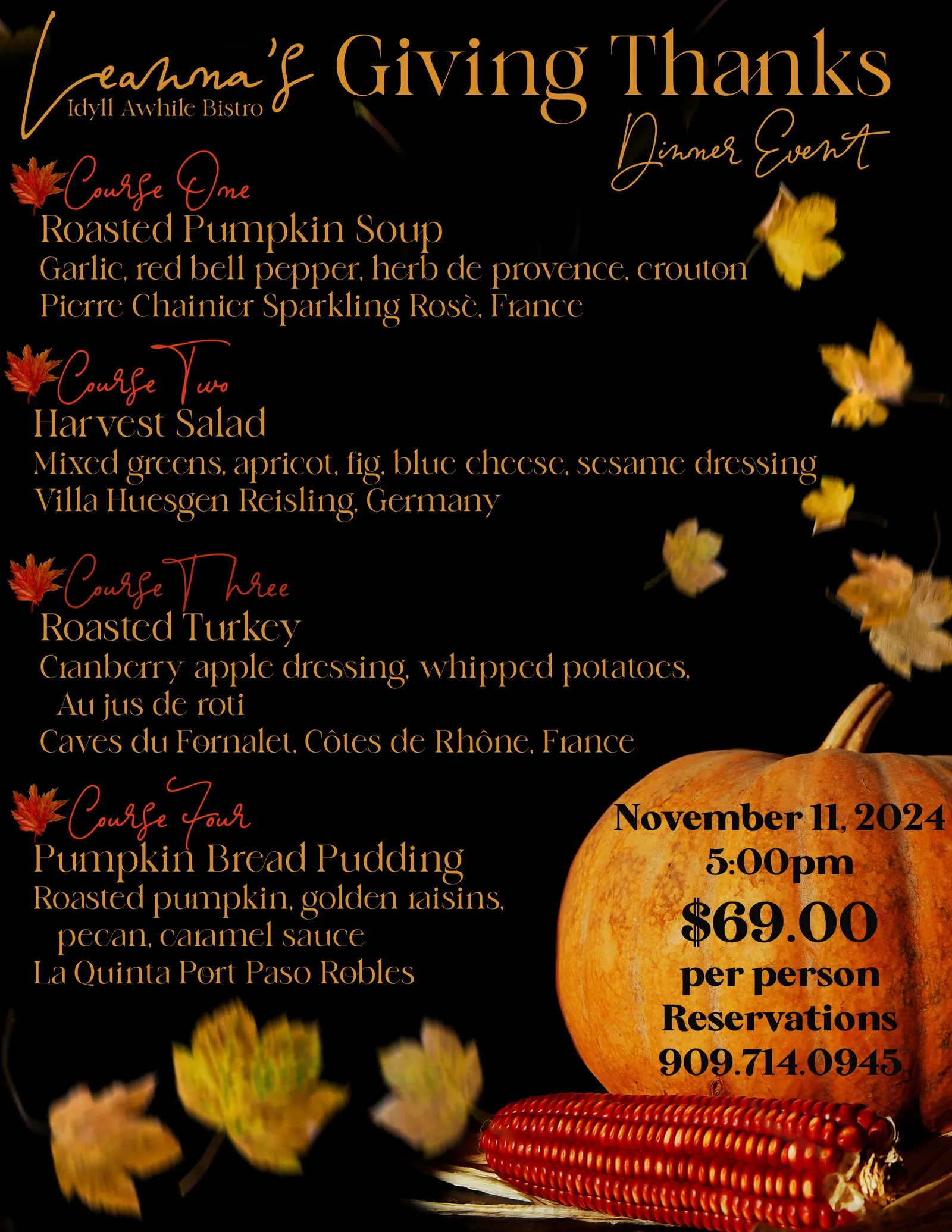 Giving thanks dinner event @ leanna's idyll awhile
