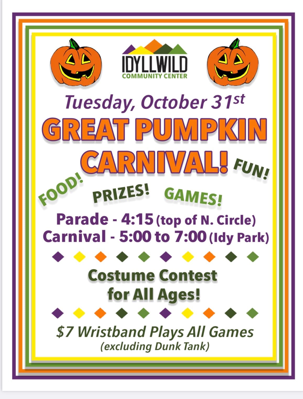 icc great pumpkin carnival and parade @ n circle dr. and Idy park