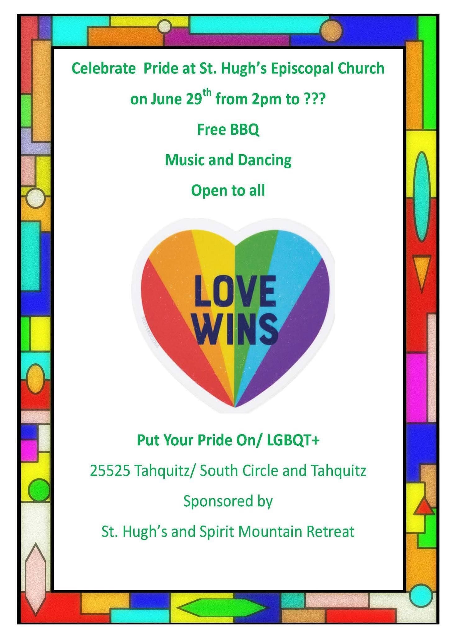 love wins pride festival@ st.hughs & spirit mountain retreat