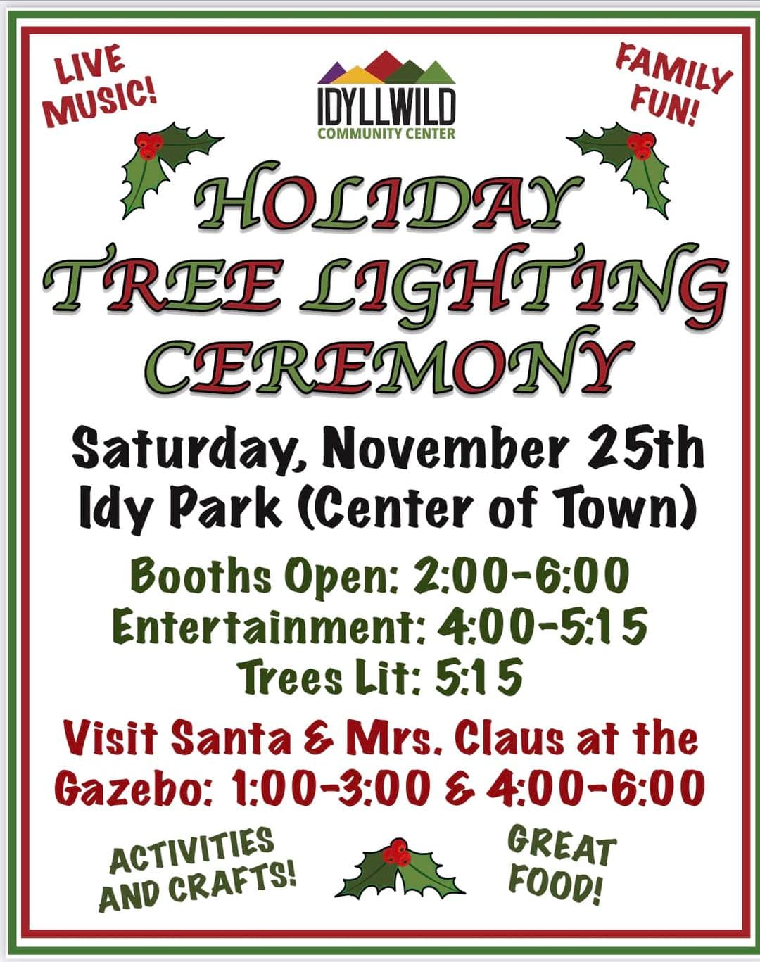 holiday tree lighting ceremony@ Idy park